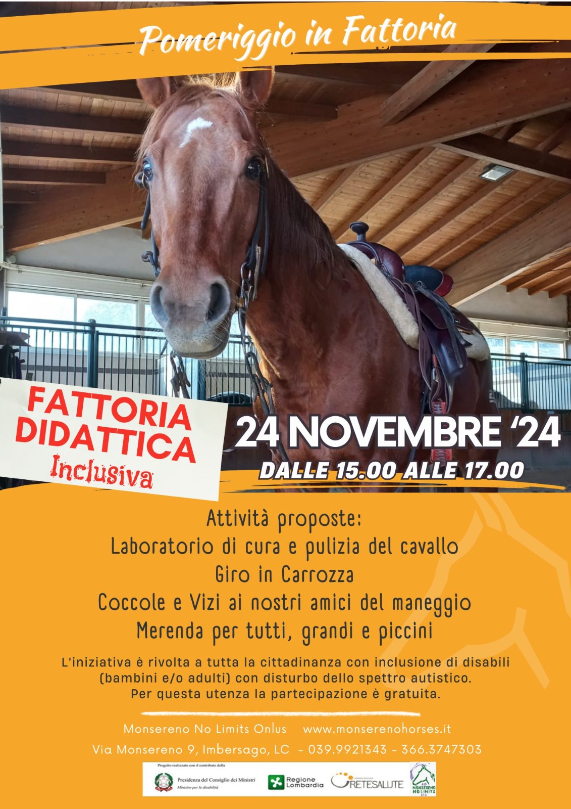 Fattoria Didattica Inclusiva - 24 Novembre 2024 al Monsereno Horses